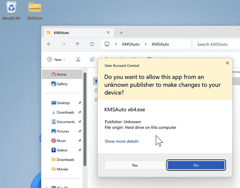 Konfirmasikan peluncuran KMS Auto Windows 10